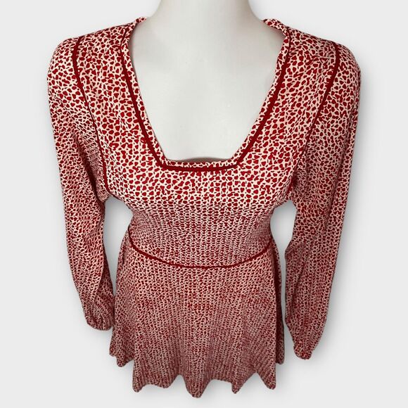 Sundays Child Vintage 70's Red & White Spotted Long Sleeve A-Line Mini Dress - Picture 5 of 16